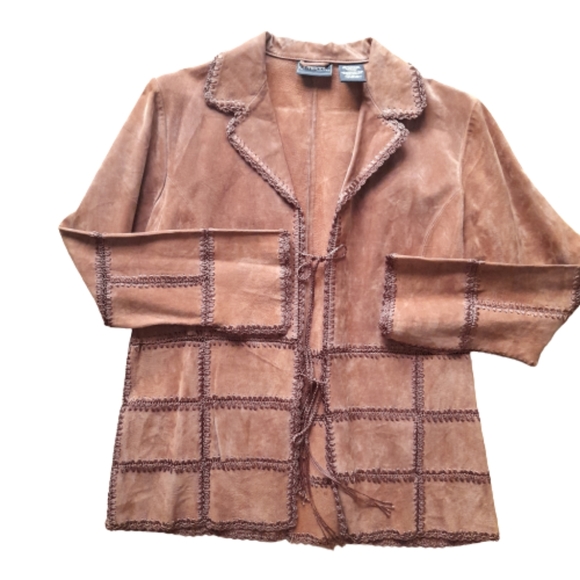 Outbrook Suede Leather Patchwork Shacket Jacket Women's Medium - Picture 1 of 16